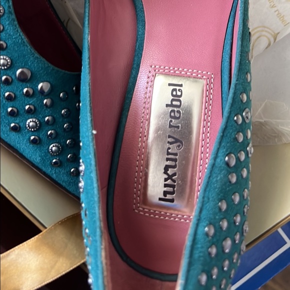 Teal Studded Heels - Picture 4 of 4